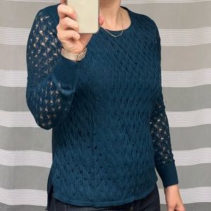 NWT Ann Taylor Dark Teal Knit Blouse Size M